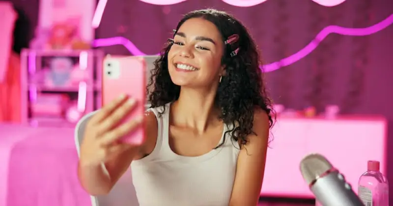 an influencer taking a selfie