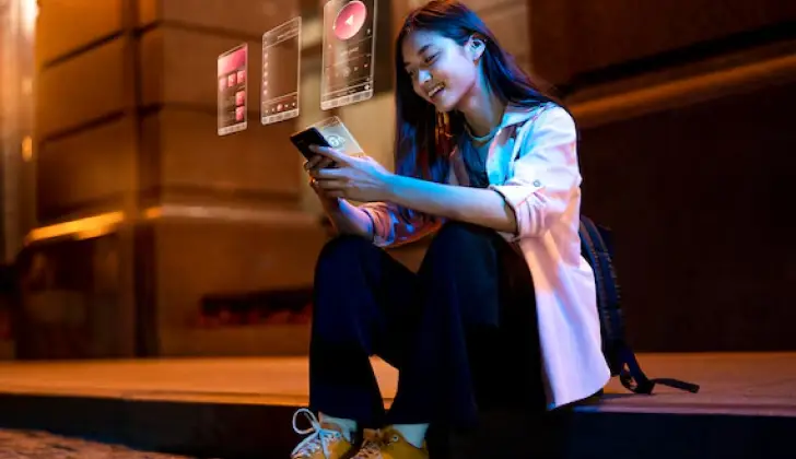A Girl checking her phone
