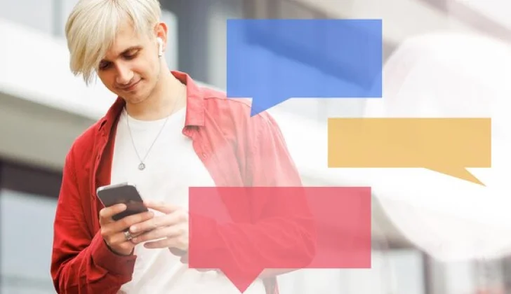 a guy checking his phone