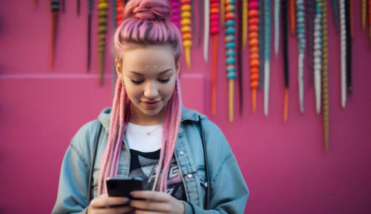 a girl checking her phone