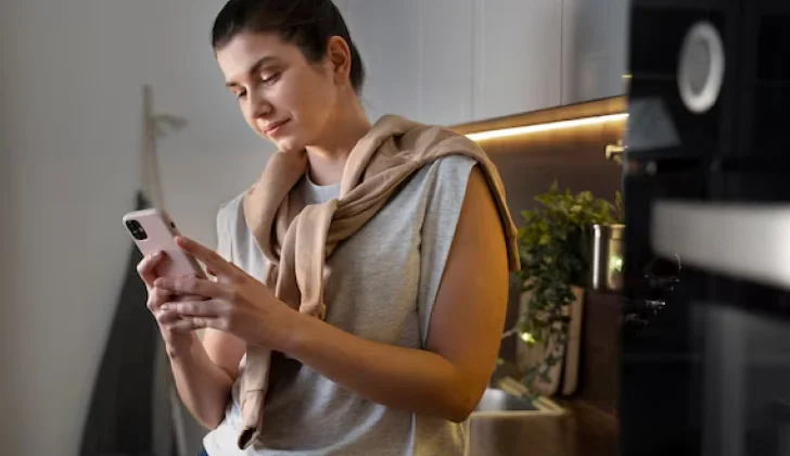 a girl checking social media on her phone