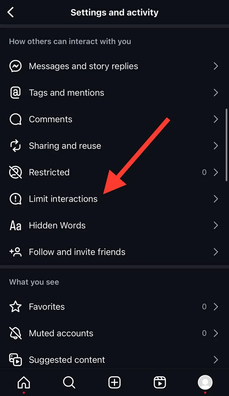 select limited interactions