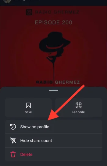 select show on profile
