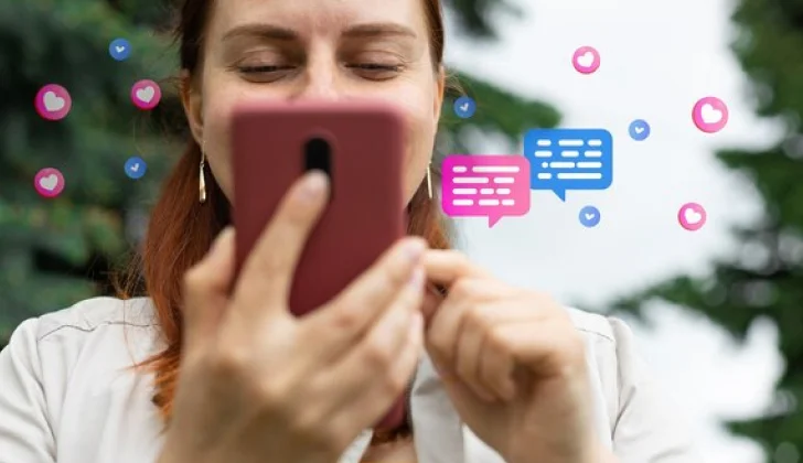 a girl checking her social media
