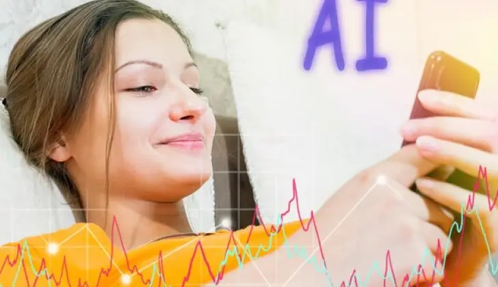 a girl using AI features on her phone