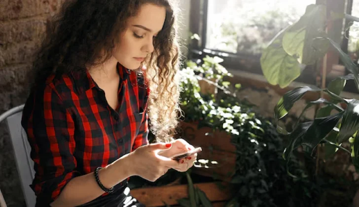 a girl checking her phone
