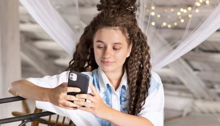 a girl answering text messages