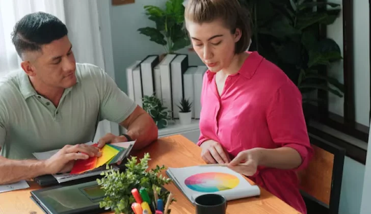 two people discussing creative ideas for social media