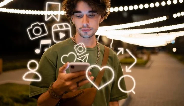 a person interacting with his social media followers
