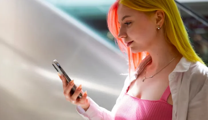 girl checking her phone