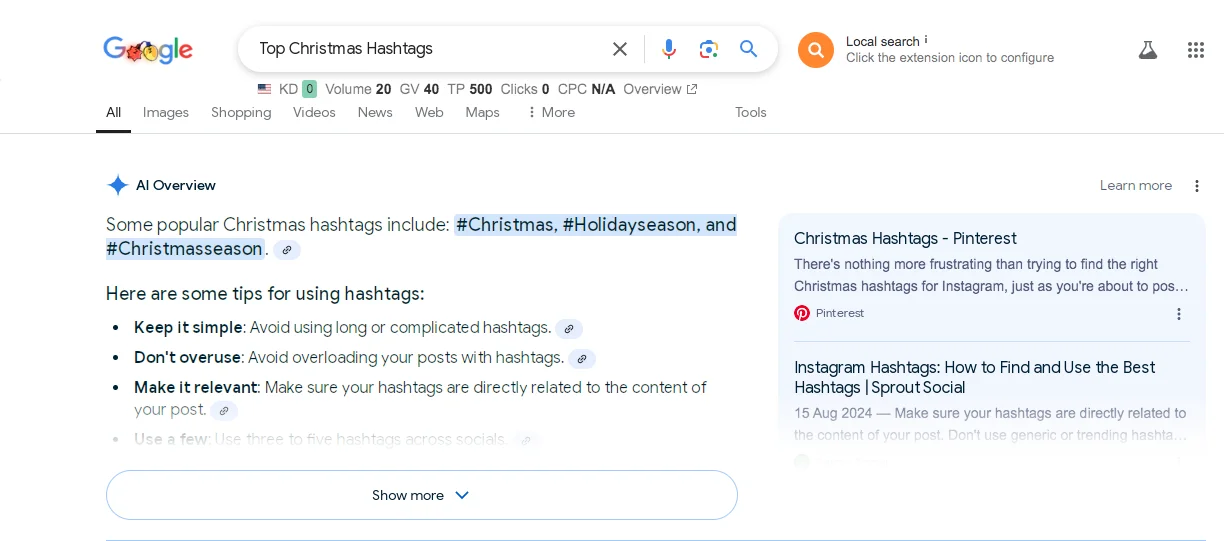 search hashtags on google