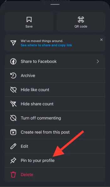 choose pin to your profile