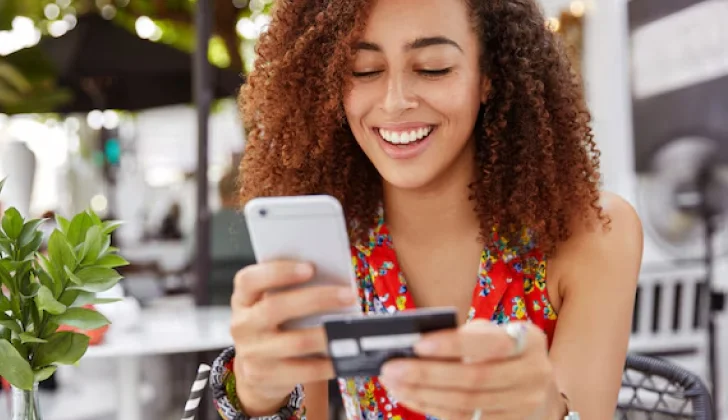 a girl buying something online
