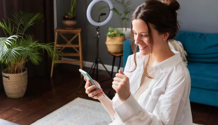 a girl checking her phone