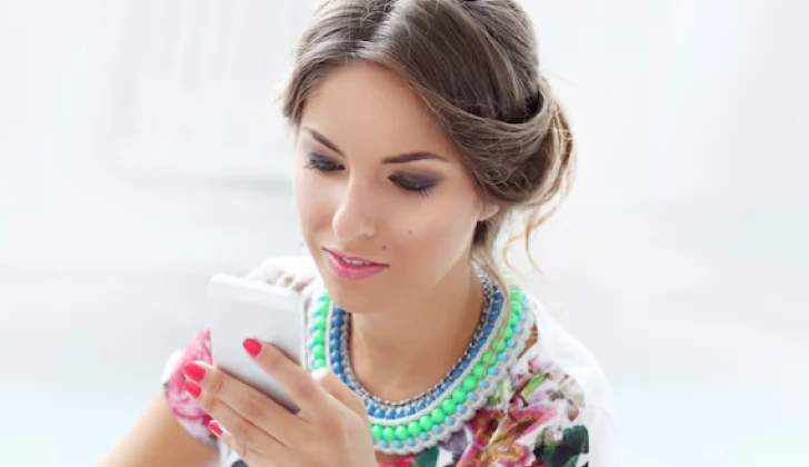 a girl checking her phone