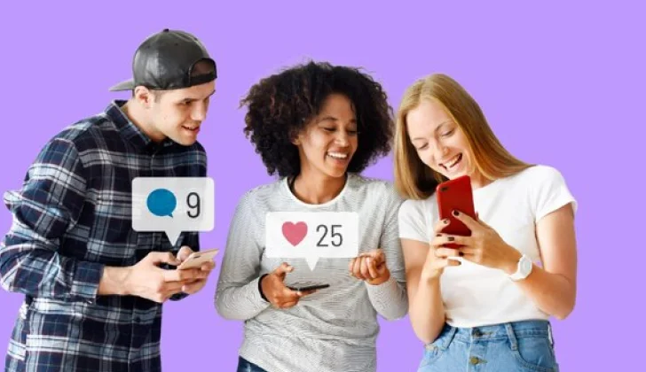 friends checking their social media