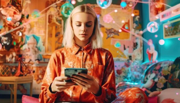 a girl checking her phone