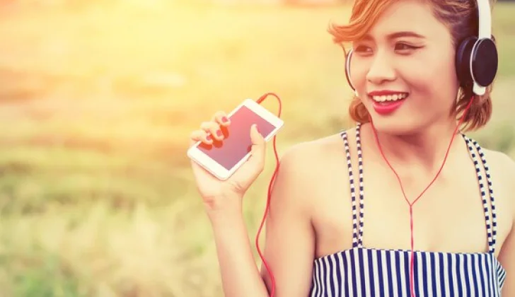 a girl listening to music