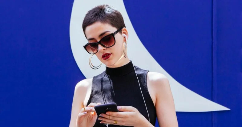 a girl checking her phone