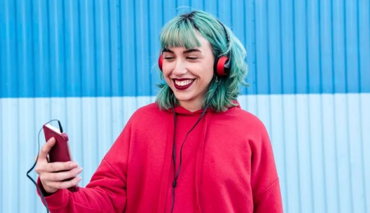a girl listening to music
