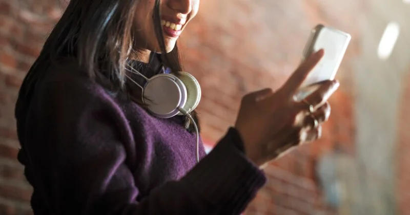 a girl checking her phone