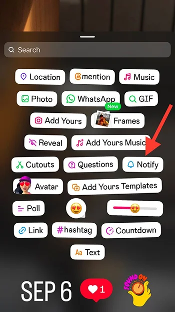 Tap stickers and choose notify