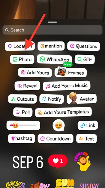 choose Add photos from stickers