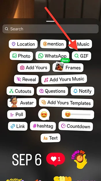 choose GIF from stickers
