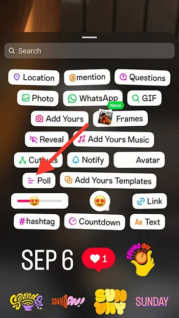 choose poll from stickers