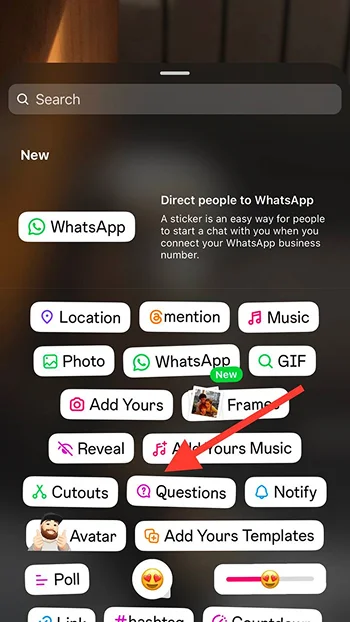 choose question from stickers