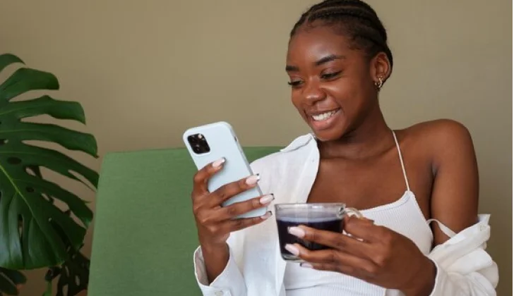 a girl checking her phone
