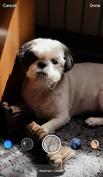 scroll through filters