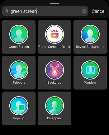 search fro green screen