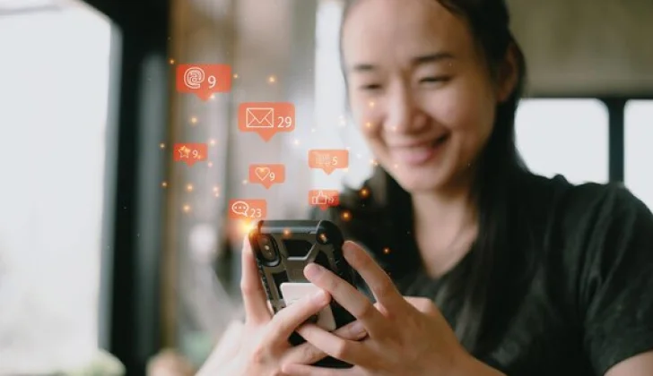 a girl checking her social media messages
