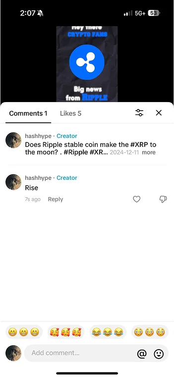 long press on comment