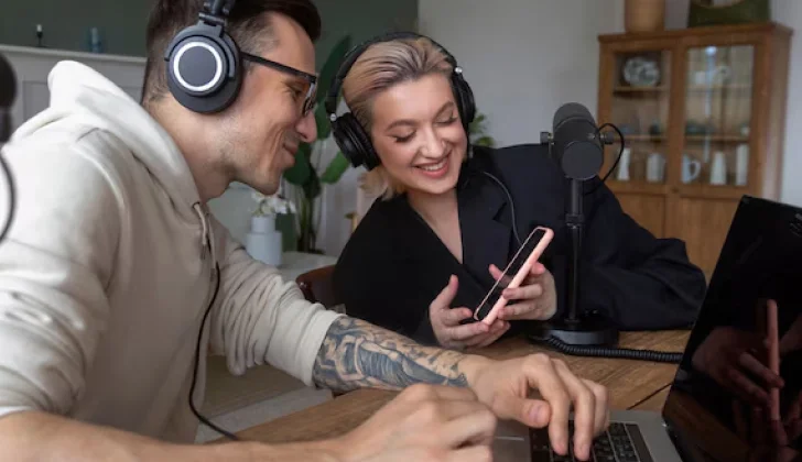 two people checking their phone