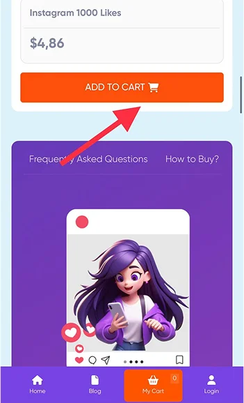 Tap add to Cart