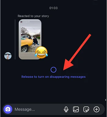 turn on disappearing message