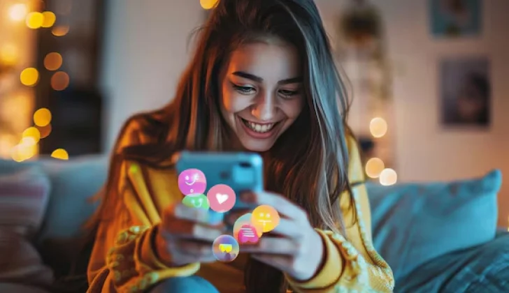 a girl checking her phone