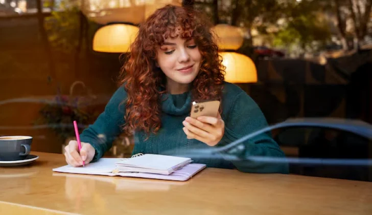 a girl checking her social media