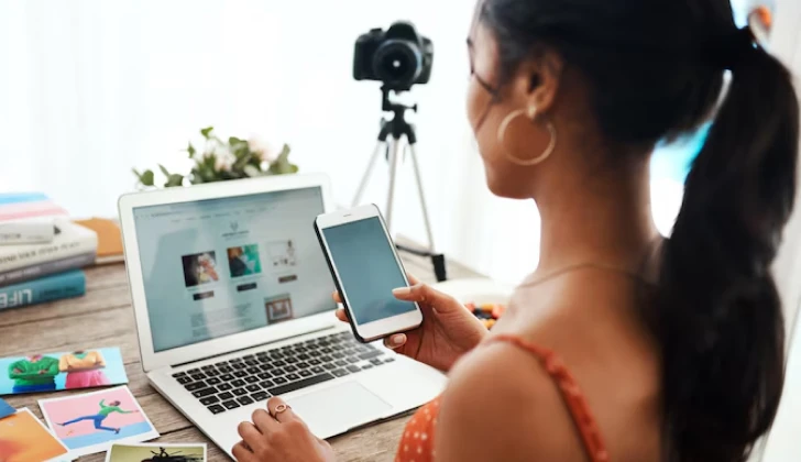 a girl working on her phone