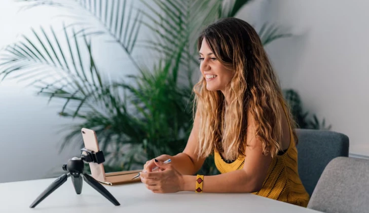 a content creator recording a video