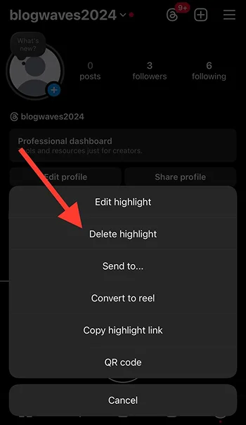 choose delete highlight
