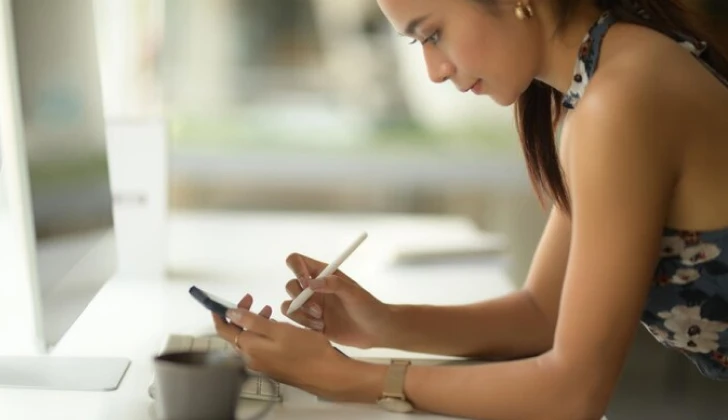 a girl checking her phone