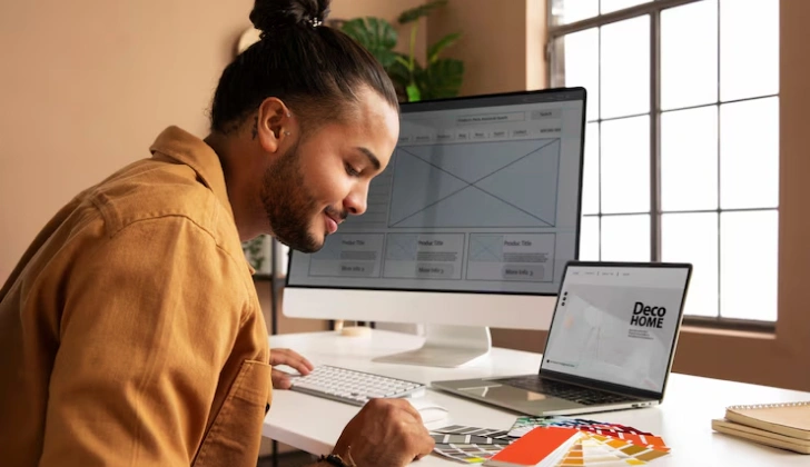 a man working on content creation
