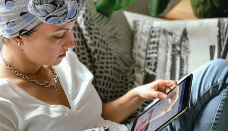 a woman checking her phone