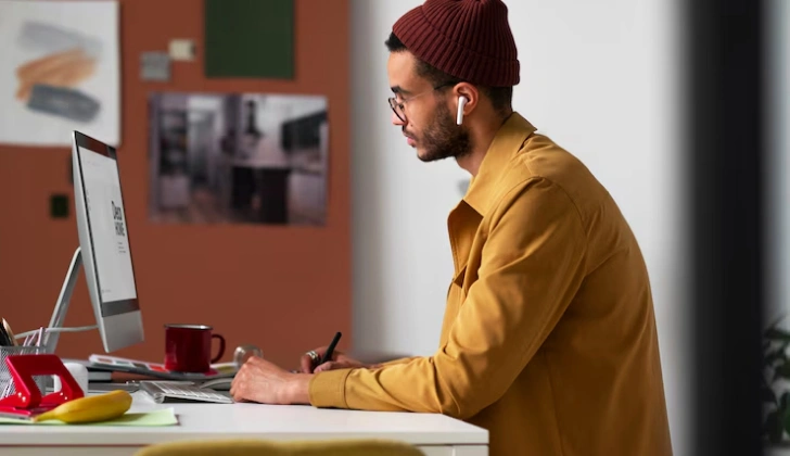 a man working on content creation