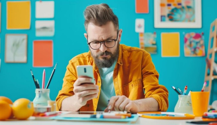 a man studying about content