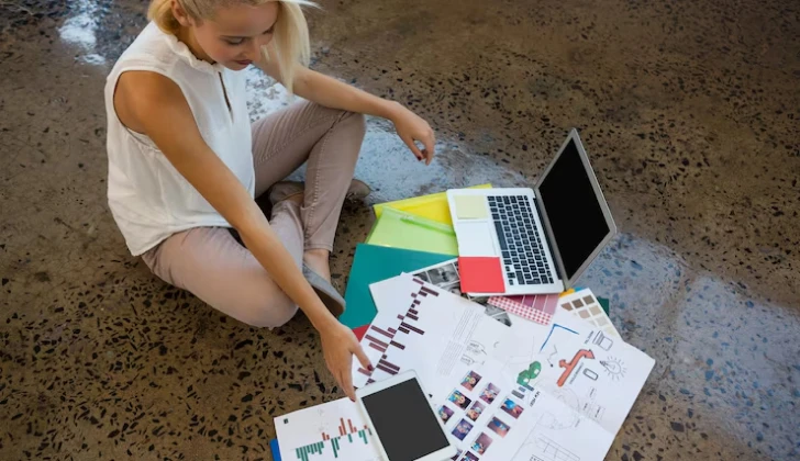 a girl working on the content