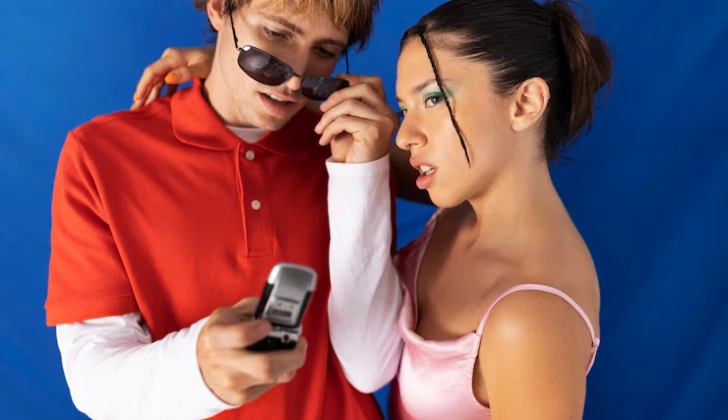 a teenage boy and girl taking picture